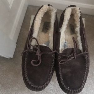 Women's UGG Shoes Slip On Brown Loafer Slipper Moccasin # 5612 size 8